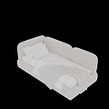 Modern Light Gray Upholstered Single Bed With White Sheets Blanket And Soft Pillows 3d model