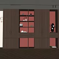 Modern Minimalist Entryway Cabinet And Side Cabinet With Wooden Design Warm Lighting And Decorative Items