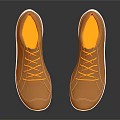 Stylish Shiny Brown Casual Shoes With Orange Laces And White Soles