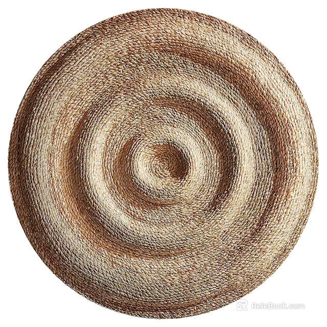 Natural Fiber Woven Mat For Home Decor With Round Spiral Design 3d model 