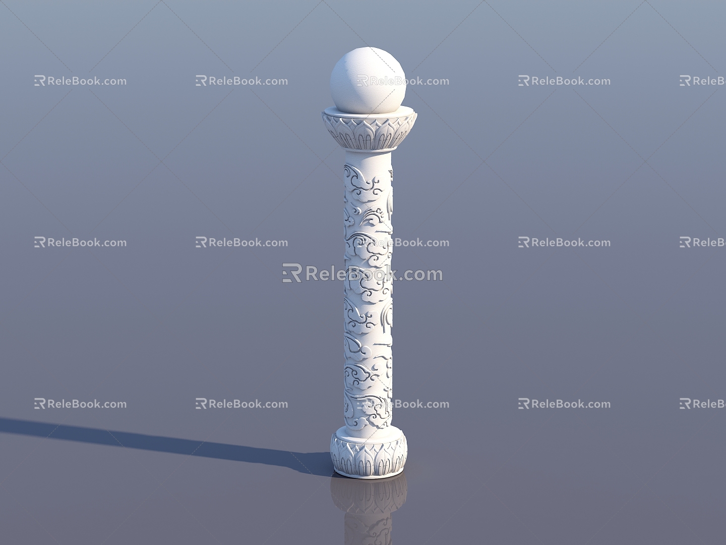 Chinese Pillar New Chinese Pillar Lotus Tuo Beads Xiangyun Pillar Xiangyun Pillar 3d model