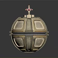 Golden Sphere Weapon With Red Gemstone Cross On Top And Engraved Patterns 3d model