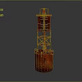 Red Decorative Lighthouse Furniture Piece With Metal Structure And Rustic Finish