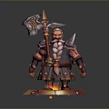 Warrior Man in Armor Holding Axe with Battle Stance on Glowing Base 3d model