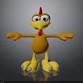 3D Cartoon Chicken Character With Orange Body Yellow Feet And Open Arms