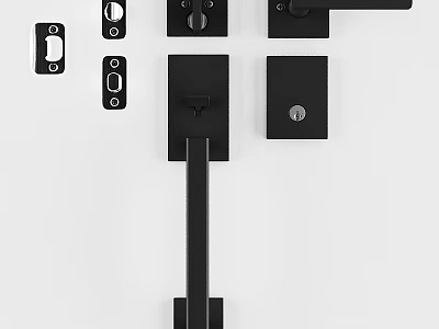 Decorative Black Door Lock Hardware Accessories Ornament Set For Home Decor 3d model