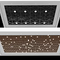 Geometric Grid Ceiling Design With Round And Square Lighting Fixtures 3d model