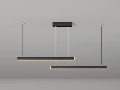 Modern Linear Pendant Light Design With Black Hanging Frame And White Lampshade 3d model