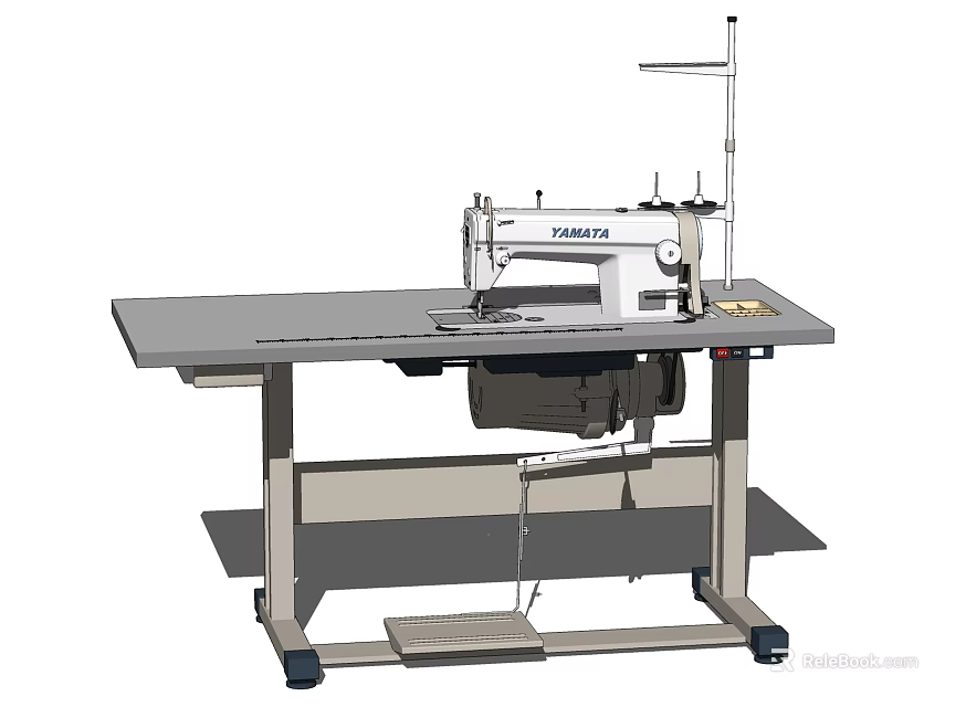 Industrial Sewing Machine with Sturdy Worktable and Mechanical Structure for Heavy Duty Fabric Stitching 3d model 