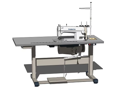 Industrial Sewing Machine with Sturdy Worktable and Mechanical Structure for Heavy Duty Fabric Stitching 3d model