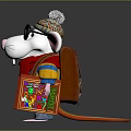 Cartoon Mouse Pom Pom Knitted Hat Glasses Holding Colorful Book Striped Sweater Red Scarf Brown Backpack Jeans