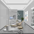Modern Dental Clinic Interior With Yellow Chair Equipment And Green Wall
