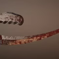 Artistic Metal Sculpture Carving of Knife with Bloodstains on Blade and Handle