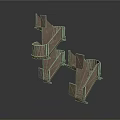 Architectural Building Staircase Model With Detailed Steps And Metal Railings