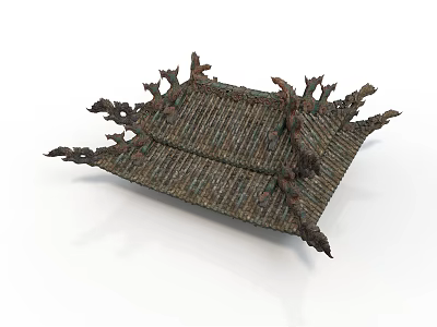 Traditional Architectural Roof Structure With Ornate Tile Design And Decorative Eaves 3d model