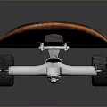Stylish Skateboard with Black Gray Deck Orange Edge and Four Black Wheels
