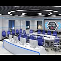 Command Hall Operation Console Science and Technology Sense Booth Fire Monitoring Desk Dispatching Computer Desk Baking Paint Desk Computer Room Office Exhibition Data Laboratory Central Control Room Paperless Dispatching 3d model