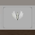 Elegant Wall Decor With White Wing Design And Gold Accent In Luxury Interior 3d model