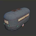 Modern Silver Metallic Streamlined Bus With Side Windows Twin Roof Vents And Wheels