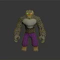 3D Animal Character Model With Spotted Upper Body Purple Pants And Orange Feet