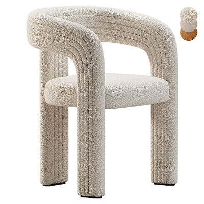 Beige Woven Accent Chair With Curved Armrests And Padded Seat Modern Design 3d model