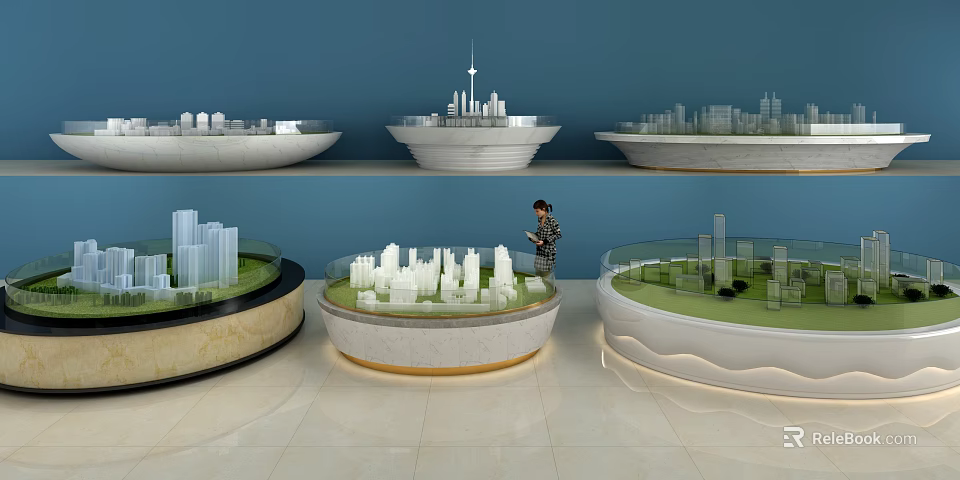 Commercial Equipment For City Model Display With Multiple Circular Platforms 3d model