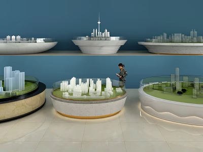 Commercial Equipment For City Model Display With Multiple Circular Platforms 3d model