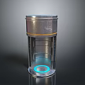 Modern Metallic Cylindrical Device Featuring Layered Structure And Blue Base Ring