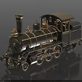 Vintage Black and Gold Steam Train Model With Detailed Design And Wheels