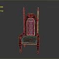Elegant Red Upholstered Chair With Wooden Frame Ornate Spires And Diamond Tufted Design