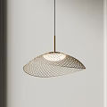 Modern Metallic Hanging Chandelier With Grid Design And Soft Lighting 3d model