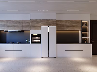 Modern Kitchen Interior With White Cabinets Stainless Steel Appliances And Countertop Design 3d model