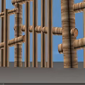 Decorative Wooden Garden Fence Design With Carved Posts And Horizontal Rails