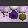 Colorful 3D Diorama Scene With Witch On Broomstick Green Tree Clouds And Stars
