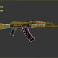 High Quality AK47 Assault Rifle With Orange Wooden Stock Grip Black Barrel Magazine