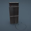 Marshall Electric Guitar With Stacked Amplifiers And Audio Cables Music Setup