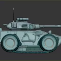Detailed Armored Vehicle Model With Large Wheels Antenna And Weapon Turret