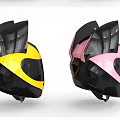 Two Cute Cat Ear Hats In Yellow And Pink With Black Accent Details