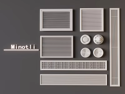 Minotli Air Conditioner Vents Featuring Various White Designs And Different Shapes 3d model