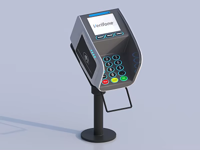 Smart VeriFone Payment Machine With Digital Screen Numeric Keypad And Black Stand 3d model