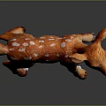 Standing Fawn Toy With Red Body And White Spots On Dark Background