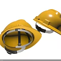 Two Yellow Hard Hats With Inner Straps And Adjustable Headbands 3d model