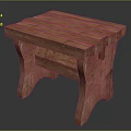 Red Wooden Stool With Simple Design And Wood Grain Surface And Sturdy Legs