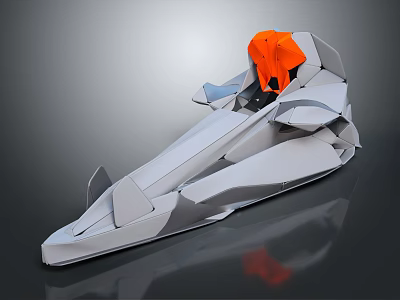 Futuristic Gray Concept Vehicle With Orange Cockpit And Sleek Geometric Design 3d model