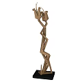 Intricate Handcrafted Wooden Sculpture Carving Featuring Geometric Interlaced Modern Art Structure Design