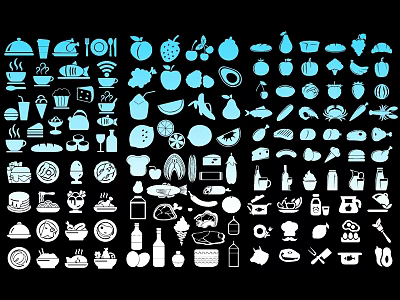 Decorative Food And Drink Icon Charms With Various Kitchen Related Designs 3d model