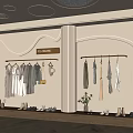 Modern Clothing Store Interior With Mannequin Hanging Clothes Shoes Display And Decorative Plant