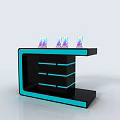 Modern Display Shelf with Turquoise Accent and Layered Structure for Showcasing Electronic Devices 3d model