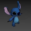 Cute Blue Animated Game Movie Character Stitch With Big Ears Standing