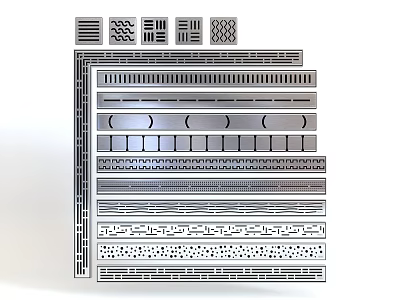 Various Textured Decorative Panels With Grid Wave And Dot Patterns For Interior Decoration 3d model